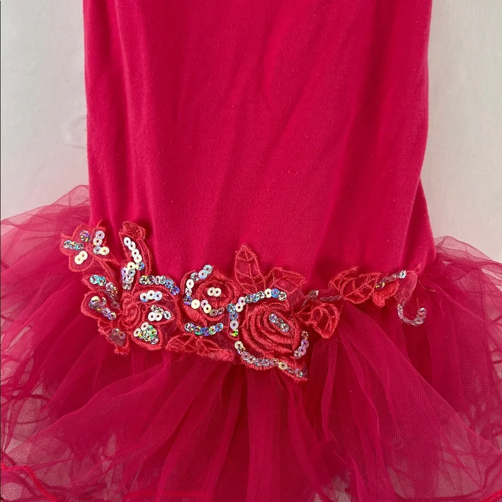 Girl’s Tutu Leotard - Pink - Lace Flower and Sequins - Size 6?